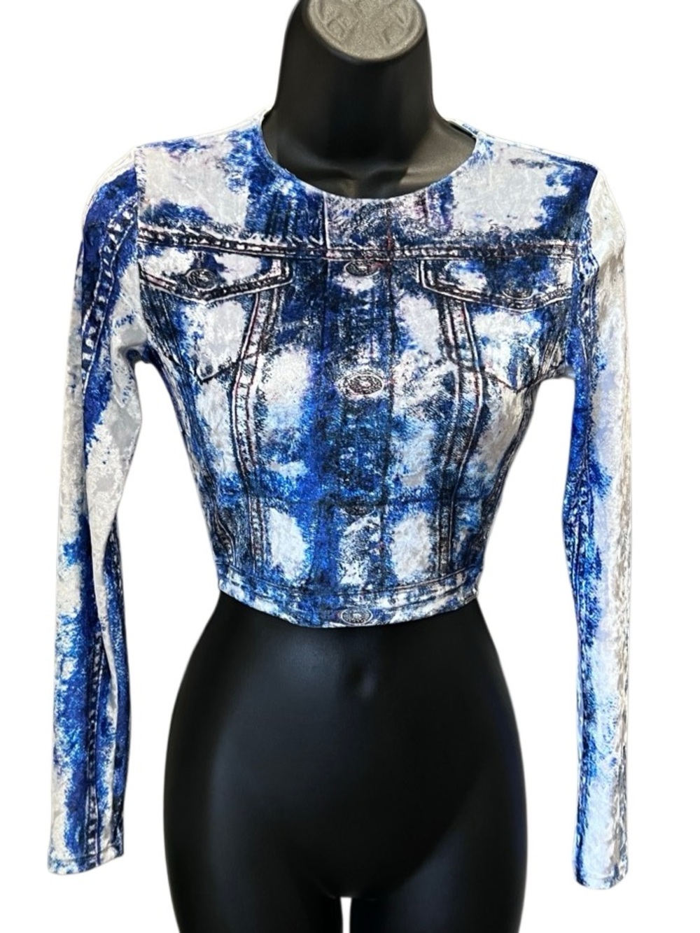 AKIRA Label Velvet long-sleeve crop top Size Small